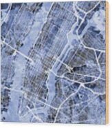 New York City Street Map #16 Wood Print