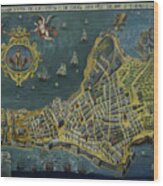 1647 View Of The City Of Cadiz Anonymous Painting Photographed Wood Print