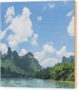 Lijiang River And Karst Mountains Scenery #18 Wood Print