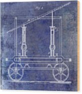 1875 Fire Extinguisher Patent Blue Wood Print