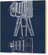 1885 Camera Us Patent Invention Drawing - Dark Blue Wood Print
