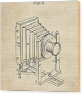 1888 Camera Us Patent Invention Drawing - Vintage Tan Wood Print