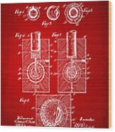 1902 Golf Ball Patent Artwork Red Wood Print