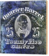 1902 Quarter Beer Barrel Tax Stamp Blue Wood Print