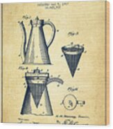1907 Coffee Pot Patent - Vintage Wood Print