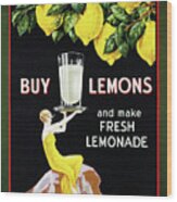 1920 Vintage Grocery Lemonade Poster Restored Wood Print
