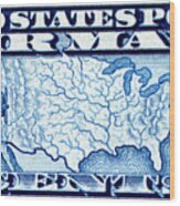 1926 Us Map Mail Planes Stamp Wood Print
