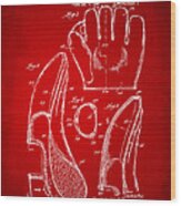 1941 Baseball Glove Patent - Red Wood Print