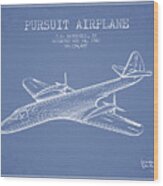 1942 Pursuit Airplane Patent - Light Blue Wood Print