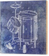1951 Drum Kit Patent Blue Wood Print