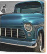 1955 Blue Chevy 3100 Pickup Wood Print
