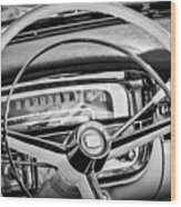 1956 Cadillac Steering Wheel -0480bw Wood Print