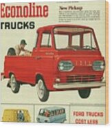 1961 Ford Econoline Vintage Ad Wood Print