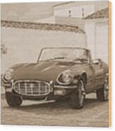 1961 Jaguar Xke Cabriolet In Sepia Wood Print