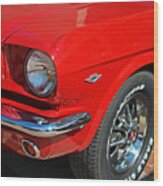 1965 Red Ford Mustang Classic Car Wood Print