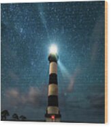 Bodie Lighthouse Under The Stars Wood Print