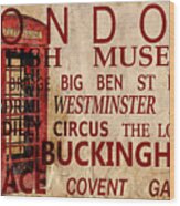 London Vintage Poster Red Wood Print