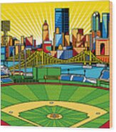 Pnc Park Gold Sky #2 Wood Print