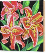 Red Lilies #2 Wood Print