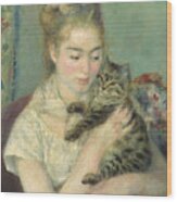 Woman With A Cat #2 Wood Print