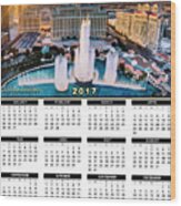 2017 Calendar Bellagio Fountains At Sunset Wood Print