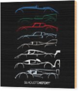 24 Hours Race Cars Silhouettehistory Wood Print