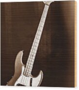 252.1834 Fender 1965 Jazz Bass Black And White #2521834 Wood Print