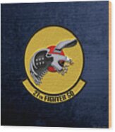 27th Fighter Squadron - 27 Fs Over Blue Velvet Wood Print
