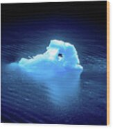 Blue Icebergs And Ice Chunks In Water Nearby Alaska #3 Wood Print