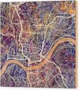 Cincinnati Ohio City Map #3 Wood Print