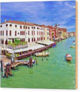 Colorful Canal Grande In Venice Panoramic View #3 Wood Print