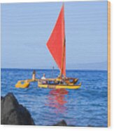 Maui Sailing Canoe #3 Wood Print