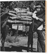Navajo Boy Donkey Carrying Wood Inter-tribal Indian Rodeo Gallup New Mexico 1969. #4 Wood Print