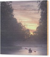 Paddling In Mist #4 Wood Print