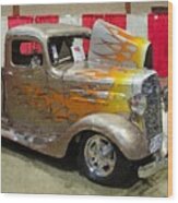 36 Chevy Pickup With Flames Wood Print