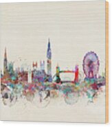 London City Skyline Wood Print