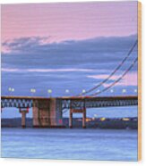 Mackinac Bridge In Evening #4 Wood Print