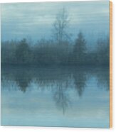 Reflections Blue Lake Wood Print
