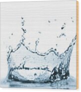 Water Splash Isolated On White Background #4 Wood Print