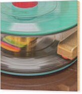 45 Rpm Record In Play Mode Wood Print