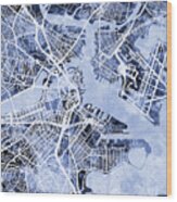 Boston Massachusetts Street Map #5 Wood Print
