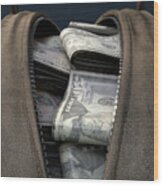 Illicit Cash In A Brown Duffel Bag #6 Wood Print