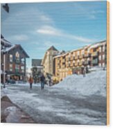 Snowshoe Mountain Village And Restaurants And Shops On A Sunny D #7 Wood Print