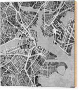 Boston Massachusetts Street Map #8 Wood Print