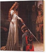 Queen Guinevere And Sir Lancelot Wood Print