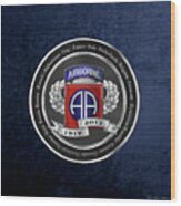 82nd Airborne Division 100th Anniversary Medallion Over Blue Velvet Wood Print