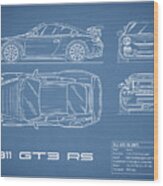 911 Gt3 Rs Blueprint Wood Print
