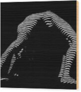9454-dja Back Bend Yoga Zebra Girl Striped Curves Black White Photograph By Chris Maher Wood Print