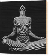 9934-dja Lotus Position In Zebra Stripes Wood Print