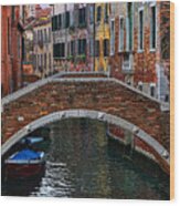 A Canal In Venice Wood Print